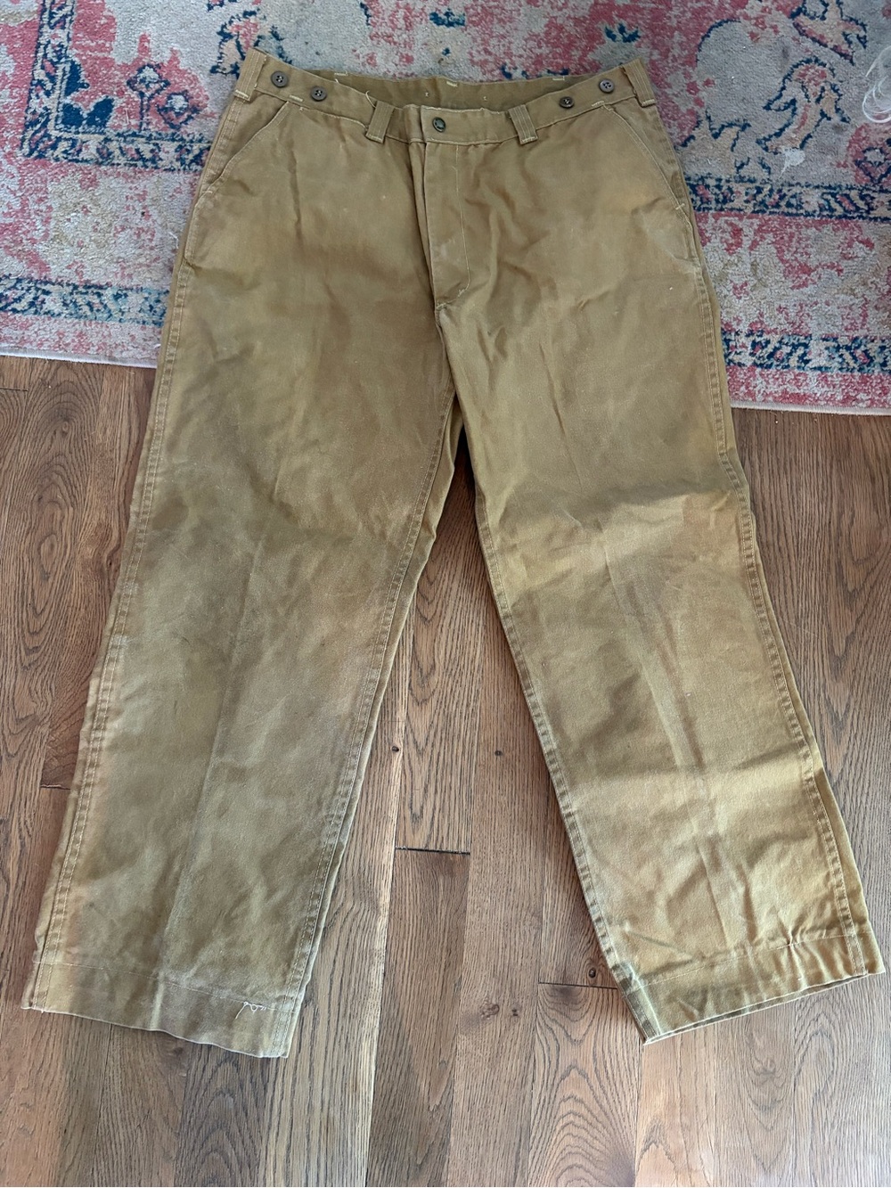Vintage Filson Waxed Cotton Pants Tan Brown USA Made Size 42 Workwear